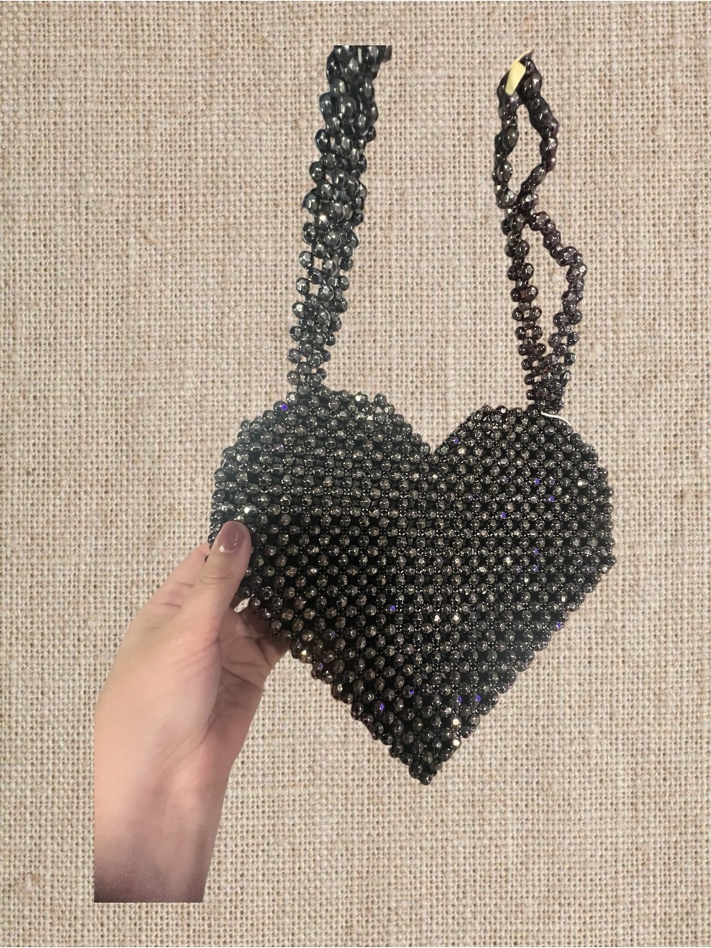 Black Beaded Heart Crossbody Bag - Picture 2 of 6